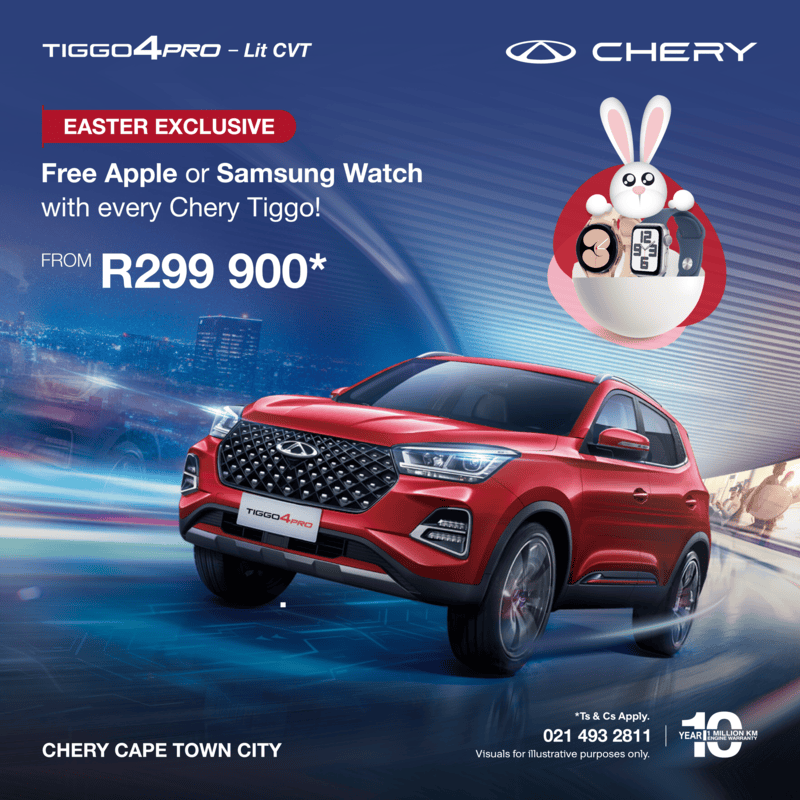 Tiggo 4 Pro Lit CVT with free Apple or Samsung watch from R299 900*