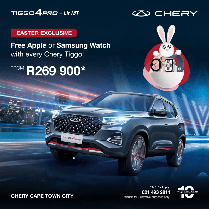 Tiggo 4 Pro Lit MT with free Apple or Samsung watch from R269 900*