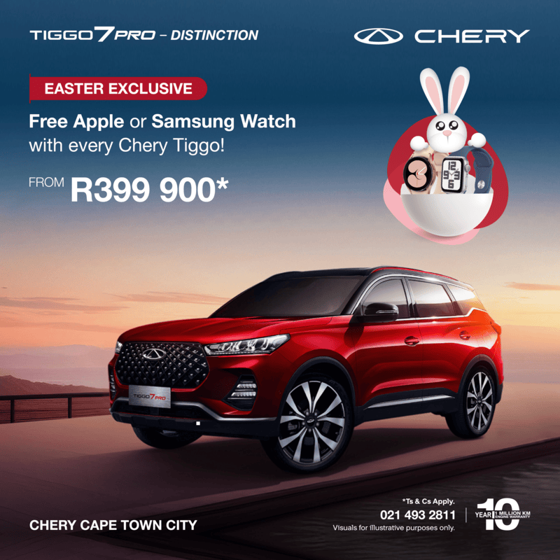 Tiggo 7 Pro Distinction with free Apple or Samsung watch from R399 900*