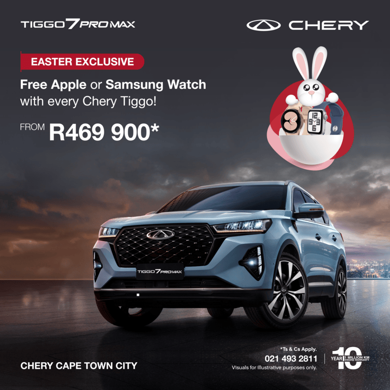 Tiggo 7 Pro Max with free Apple or Samsung watch from R469 900*