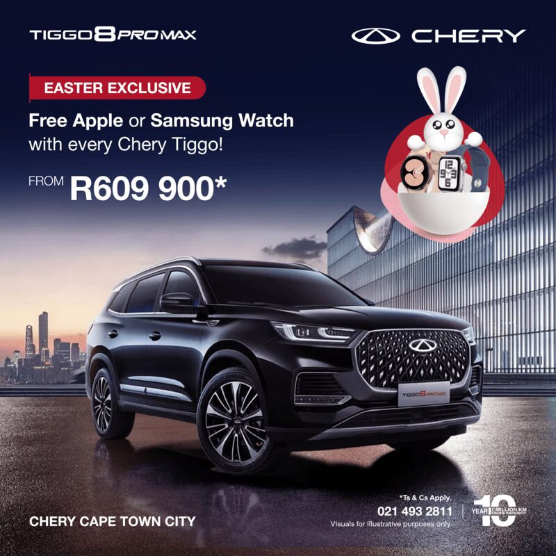 Tiggo 8 Pro Max with free Apple or Samsung watch from R609 900*