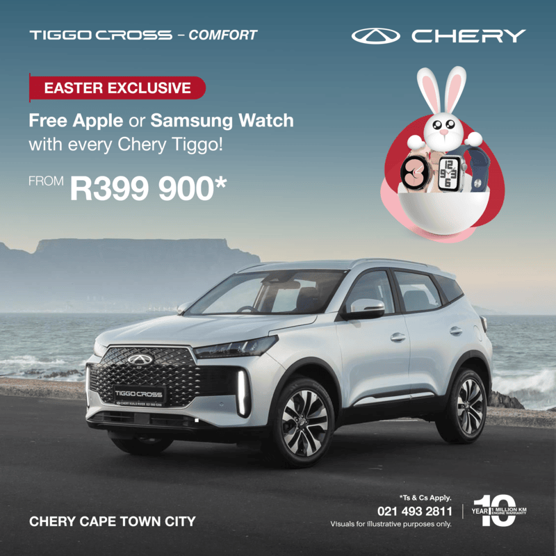 Tiggo Cross Comfort with free Apple or Samsung watch from R399 900*